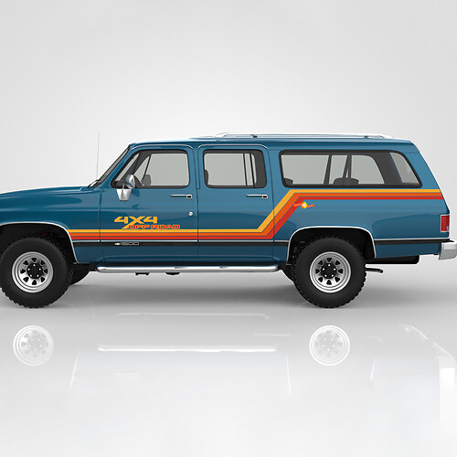 Kits gráficos - Calcomanía de vinilo de rayas retro vintage 4x4 off-road para GMC Suburban 1991
