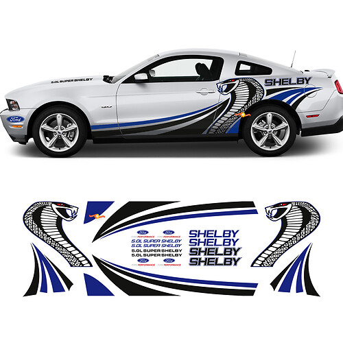 Calcomanías gráficas laterales SHELBY Kit de carreras para Ford Mustang