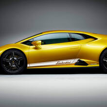 Calcomanía de vinilo gráfico con franjas laterales y letras para Lamborghini Huracán Evo 2
