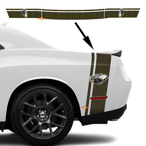 RUMBLE BEE Calcomanía de Rayas Traseras Honeycomb Tail Bed Bumblebee para Dodge Challenger