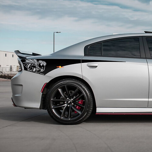 Calcomanía de vinilo de la franja lateral del cuarto trasero del paquete Demon Scat para Dodge Charger
 1