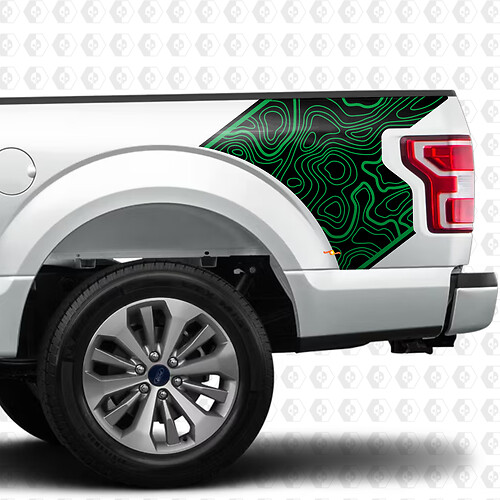 Pegatina de gráficos de mapa topográfico para el lateral de la cama para Ford F150 Raptor