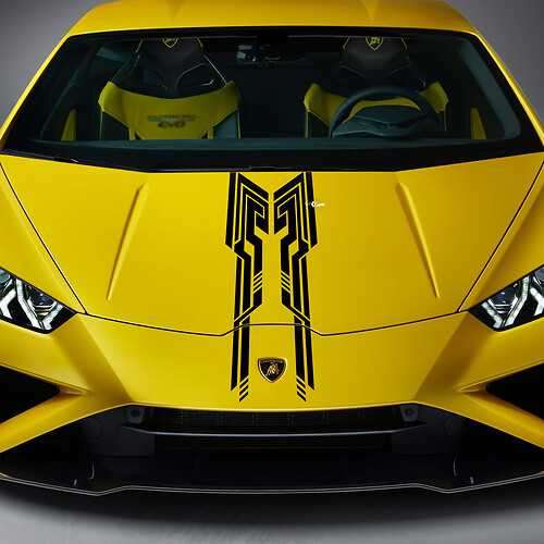 Diseño de franja de capó Calcomanía de vinilo de carreras para Lamborghini Huracan Evo
 1