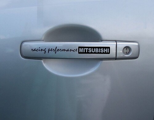 4x Mitsubishi Racing Performance Handle Motorsports Racing Vinyl Sticker Calcomanía compatible con Evo Lancer
