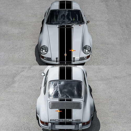 Capó Techo Trasero Porsche Rayas Dobles Calcomanía Pegatina para Porsche 911 ST 1970
 1