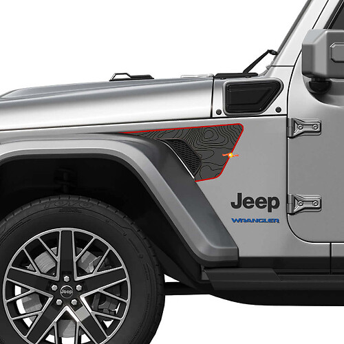 Calcomanía de vinilo para guardabarros con estilo de mapa topográfico para Jeep Wrangler