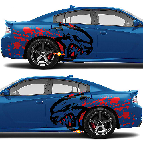 SRT Hellcat con calcomanías gráficas de guardabarros traseros Blood Side para Dodge Charger o Challenger
