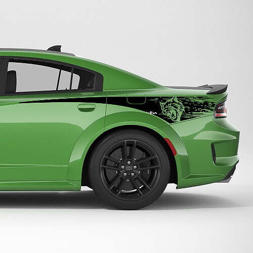 Kit de adhesivos de vinilo con franjas laterales desgastadas para el cuarto trasero Hellcat para Dodge Charger