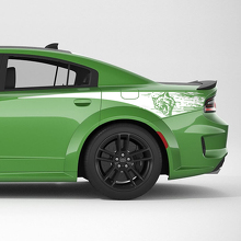 Kit de adhesivos de vinilo con franjas laterales desgastadas para el cuarto trasero Hellcat para Dodge Charger_2