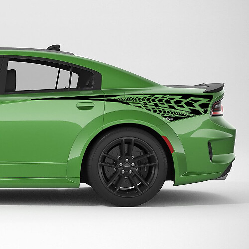 Pegatina de vinilo de franja lateral del cuarto trasero de huellas de neumáticos para Dodge Charger
