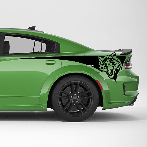 Kit de adhesivos vinilo con franjas laterales traseras Hellcat para Dodge Charger