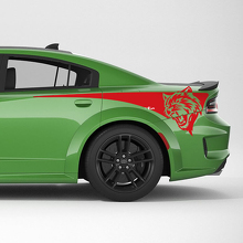 Kit de adhesivos vinilo con franjas laterales traseras Hellcat para Dodge Charger_3