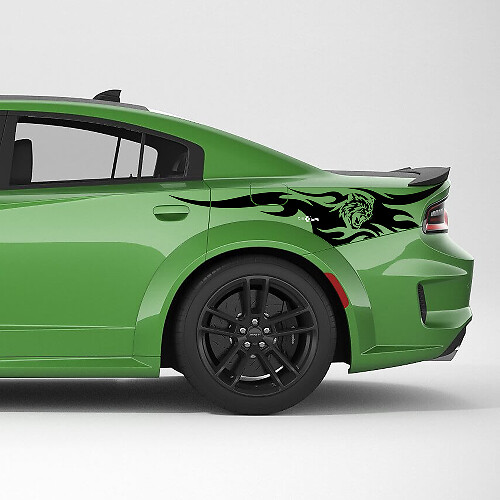 Kit de adhesivos de vinilo de franjas laterales traseras Wildcat Flames para Dodge Charger