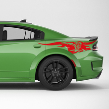 Kit de adhesivos de vinilo de franjas laterales traseras Wildcat Flames para Dodge Charger_3
