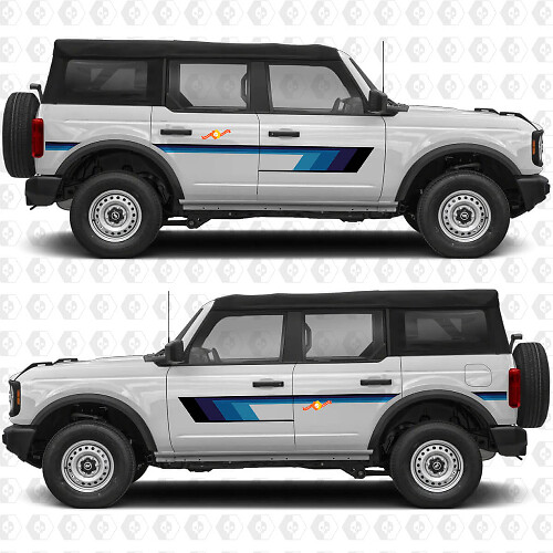 Side Doors Retro Heritage Vintage Stripes Graphics Decals Stickers for Ford Bronco