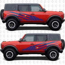 Side Doors USA US Flag Distress Splash Graphics Decals Stickers for Ford Bronco 3
