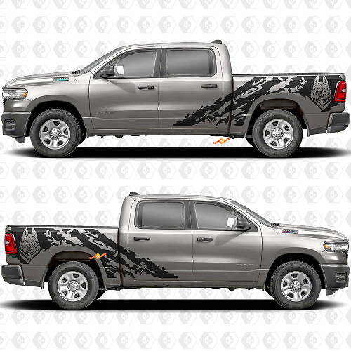 Pegatina de vinilo Wolf Mud Splash para guardabarros de Dodge Ram 1500