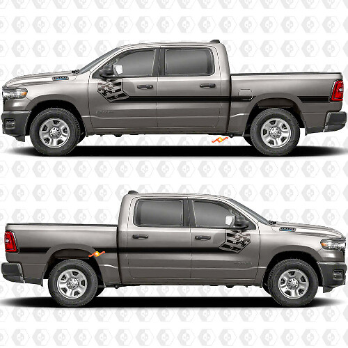 Kit de Calcomanías de Vinilo con Franjas Laterales de la Bandera de EE. UU. para Dodge RAM 1500