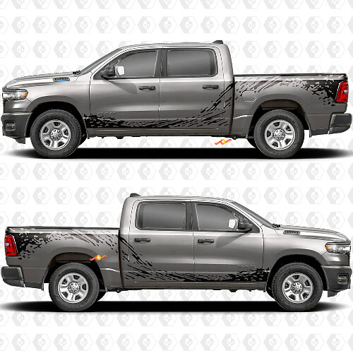 Kit de pegatinas vinilo gráficas salpicaduras de barro para el lateral de la caja para Dodge RAM 1500_1
