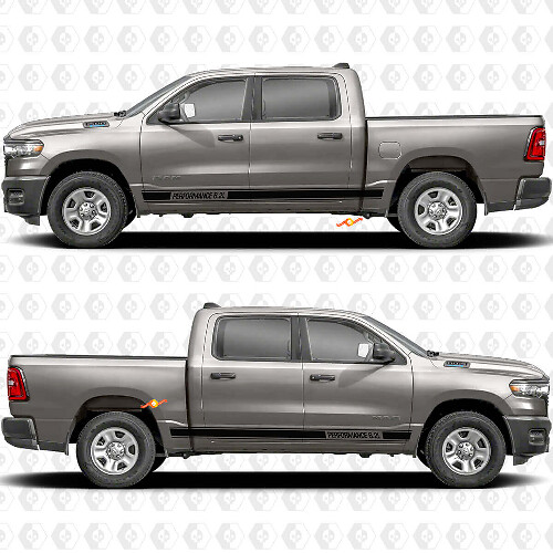 Texto Personalizado Paneles Laterales Rendimiento Puertas Rayas Pegatinas Calcomanías Gráficos para Dodge RAM 1500