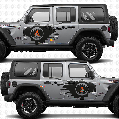 Campfire Side Doors Stripes Vinyl decal sticker fit Jeep Wrangler 1