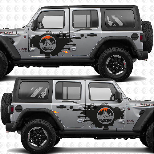 Montañas Naturaleza Camping Tiras de Puerta Lateral Vinilo Adhesivo para Jeep Wrangler