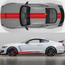 Hood and Side Doors Twin Racing Stripes Vinyl Decal Sticker Graphics for Ford Mustang Shelby GT-H 2