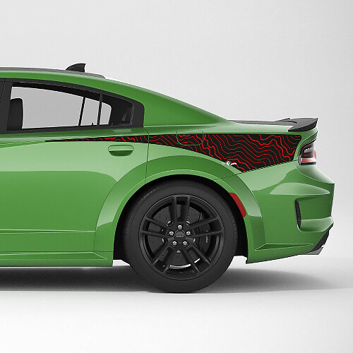 Calcomanía adhesiva de vinilo con líneas topográficas para franja lateral en la aleta trasera del Dodge Charger
