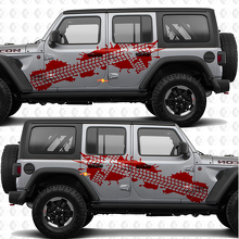 Calcomanía adhesiva de vinilo con rayas de puertas laterales con huellas de neumáticos para Jeep Wrangler 2