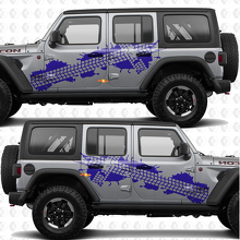 Calcomanía adhesiva de vinilo con rayas de puertas laterales con huellas de neumáticos para Jeep Wrangler 3