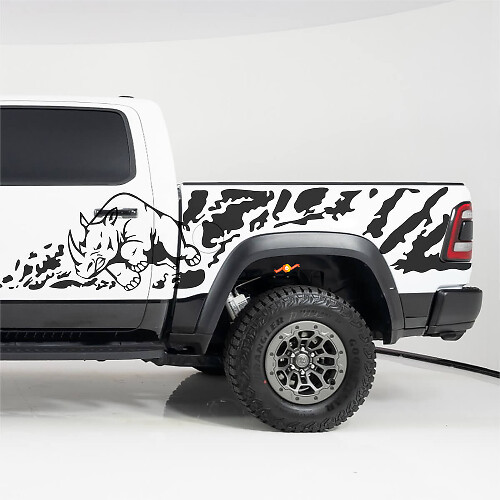Kit de calcomanías de vinilo Rhino Splash para la caja lateral de Dodge RAM 1500 RHO