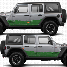 Topographic Map Side Doors Stripes Vinyl decal sticker fit Jeep Wrangler 2