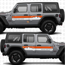 Texto personalizado Montañas Rayas Lateral Puertas Vinilo calcomanía adhesiva para Jeep Wrangler 2