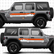 Texto personalizado Montañas Rayas Lateral Puertas Vinilo calcomanía adhesiva para Jeep Wrangler 2