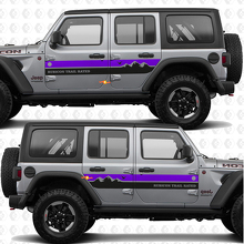 Texto personalizado Montañas Rayas Lateral Puertas Vinilo calcomanía adhesiva para Jeep Wrangler 3
