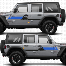 Texto Personalizado Montañas Rayas de Gran Altitud Vinilo adhesivo para Puertas Laterales para Jeep Wrangler 2