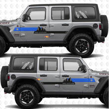 Texto Personalizado Montañas Rayas de Gran Altitud Vinilo adhesivo para Puertas Laterales para Jeep Wrangler 2