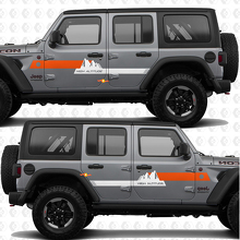 Texto Personalizado Montañas Rayas de Gran Altitud Vinilo adhesivo para Puertas Laterales para Jeep Wrangler 3