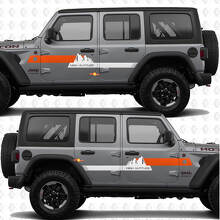 Texto Personalizado Montañas Rayas de Gran Altitud Vinilo adhesivo para Puertas Laterales para Jeep Wrangler 3