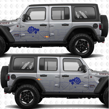 Calcomanía de vinilo con franjas en forma de brújula de mapa topográfico para puertas laterales, compatible con Jeep Wrangler 3