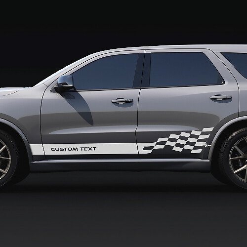 Calcomanías de vinilo con texto personalizado y franjas a cuadros laterales para Dodge Durango 1