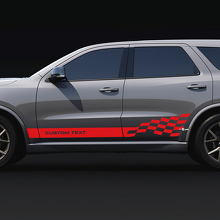 Calcomanías de vinilo con texto personalizado y franjas a cuadros laterales para Dodge Durango 3