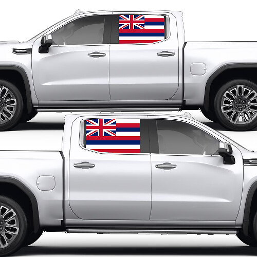Calcomanía de vinilo para ventana lateral con bandera hawaiana para GMC Sierra 2023 1
