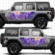 Vinilo adhesivo de franjas para puertas laterales Sunset Desert Canyon, compatible con Jeep Wrangler 4