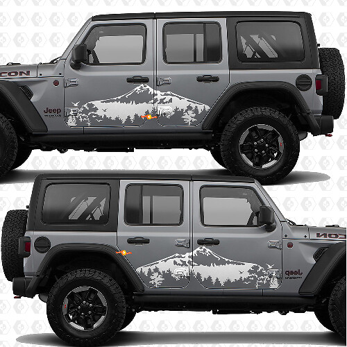 Montañas Naturaleza Paisaje Calcomanía de vinilo para puertas laterales compatible con Jeep Wrangler