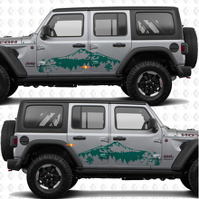 Montañas Naturaleza Paisaje Calcomanía de vinilo para puertas laterales compatible con Jeep Wrangler 2