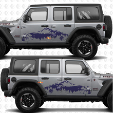 Montañas Naturaleza Paisaje Calcomanía de vinilo para puertas laterales compatible con Jeep Wrangler 3