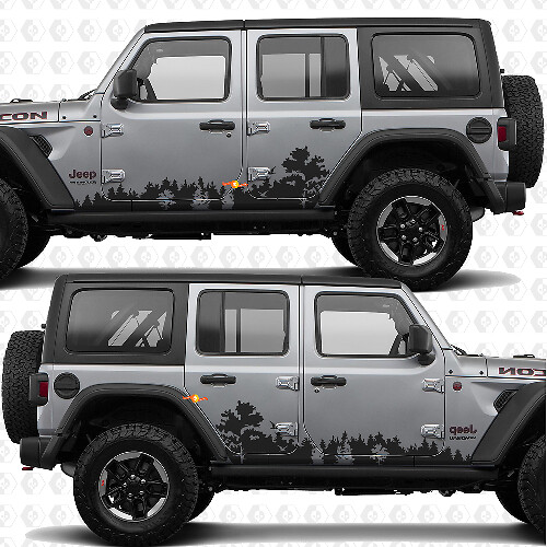 Adhesivo vinilo de puerta lateral con paisaje natural de bosque compatible con Jeep Wrangler