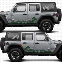 Pegatina de vinilo para puertas laterales con paisaje natural de bosque compatible con Jeep Wrangler JL 3