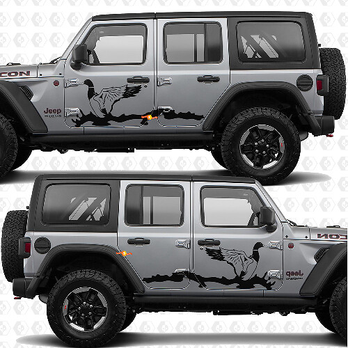 Calcomanía de vinilo para puertas laterales de paisaje natural de caza de patos, compatible con Jeep Wrangler